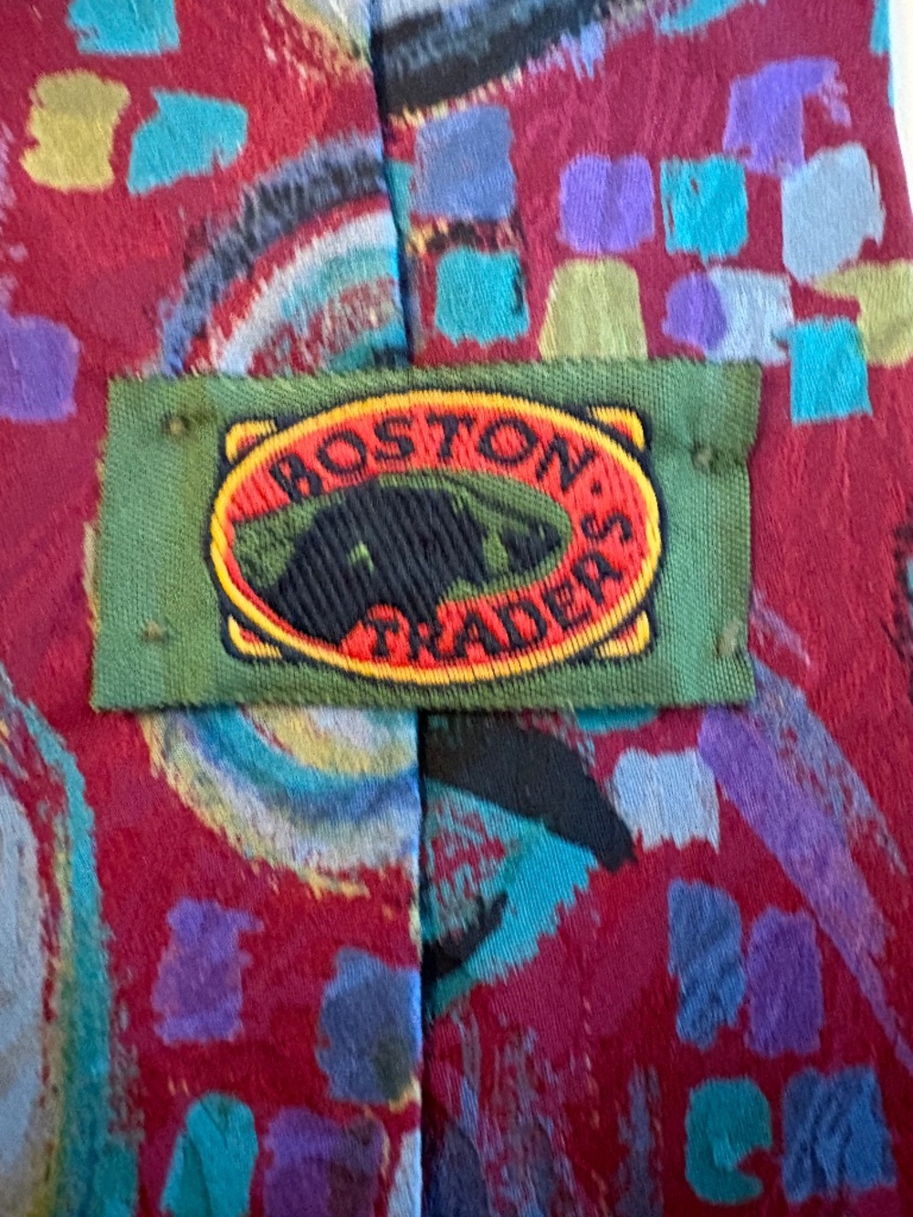 Vintage Boston Traders Abstract Swirl Print 100% Silk Tie